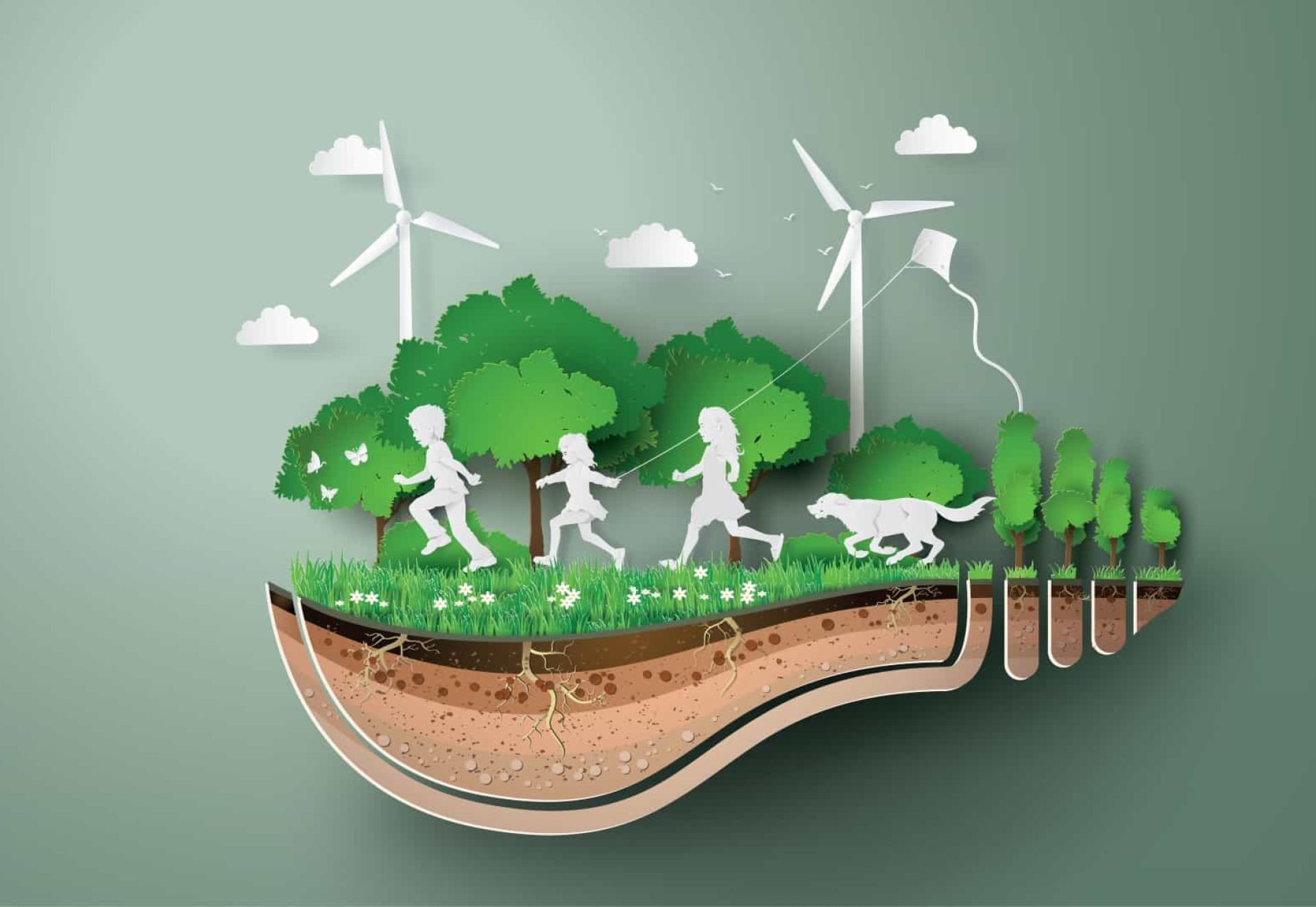 Concept d’écologie et d’environnement avec des enfants courant dans le parc Concept d'écologie et d'environnement avec des enfants courant dans le parc