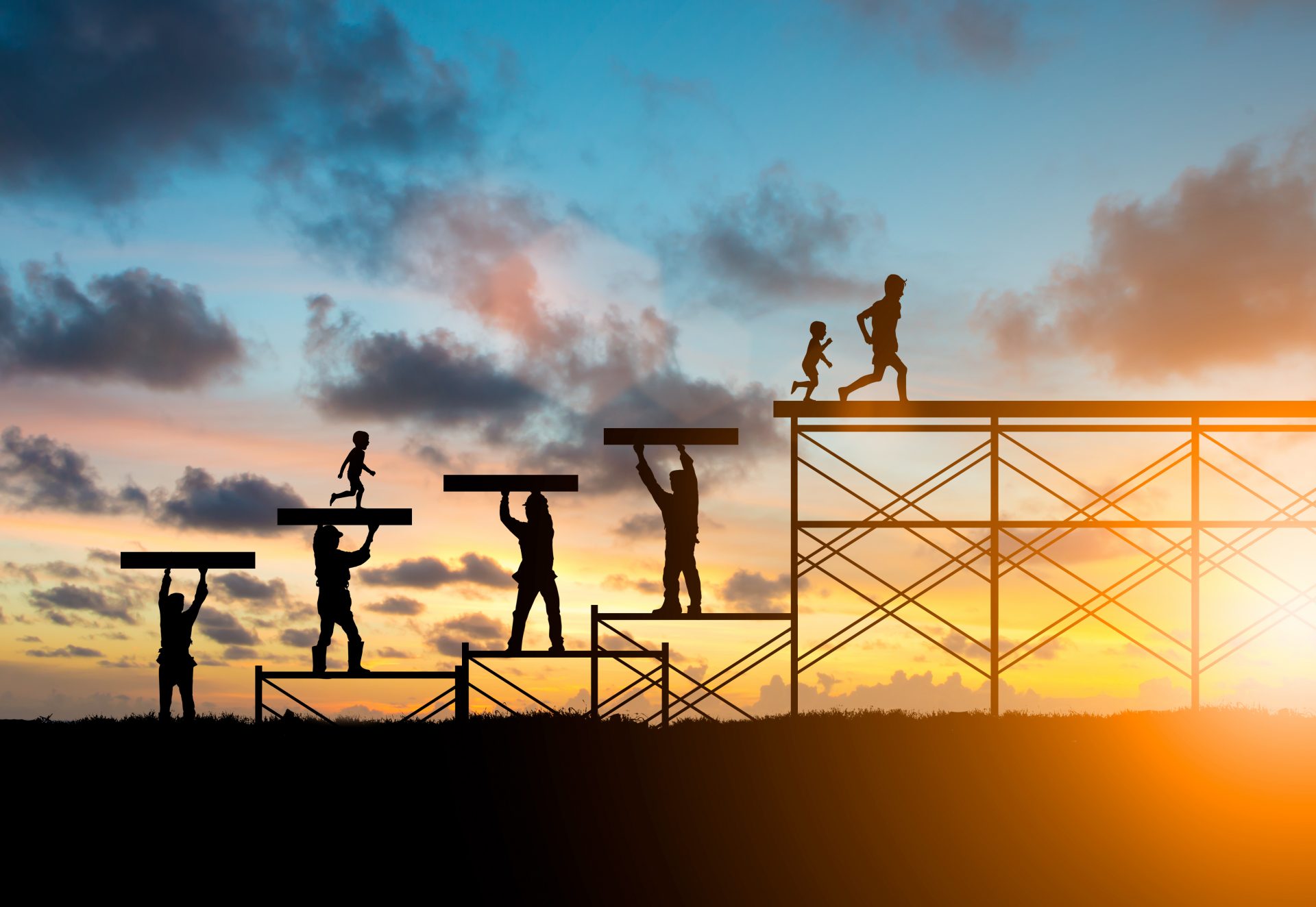 Silhouette,Adults,Helped,Build,The,Foundation,For,A,Child,To Silhouette,Adults,Helped,Build,The,Foundation,For,A,Child,To